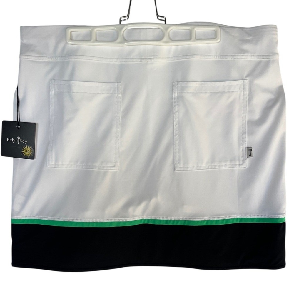NWT Belyn Key Contrast Banded Skort XL Kiwi White Black Golf Tennis UPF 50+ NEW